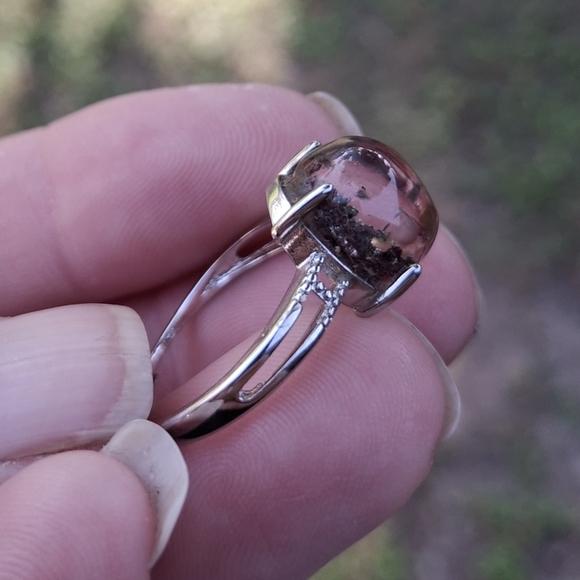 New Phantom Quartz Lodolite Adjustable 925 Silver Ring. - Picture 5 of 8